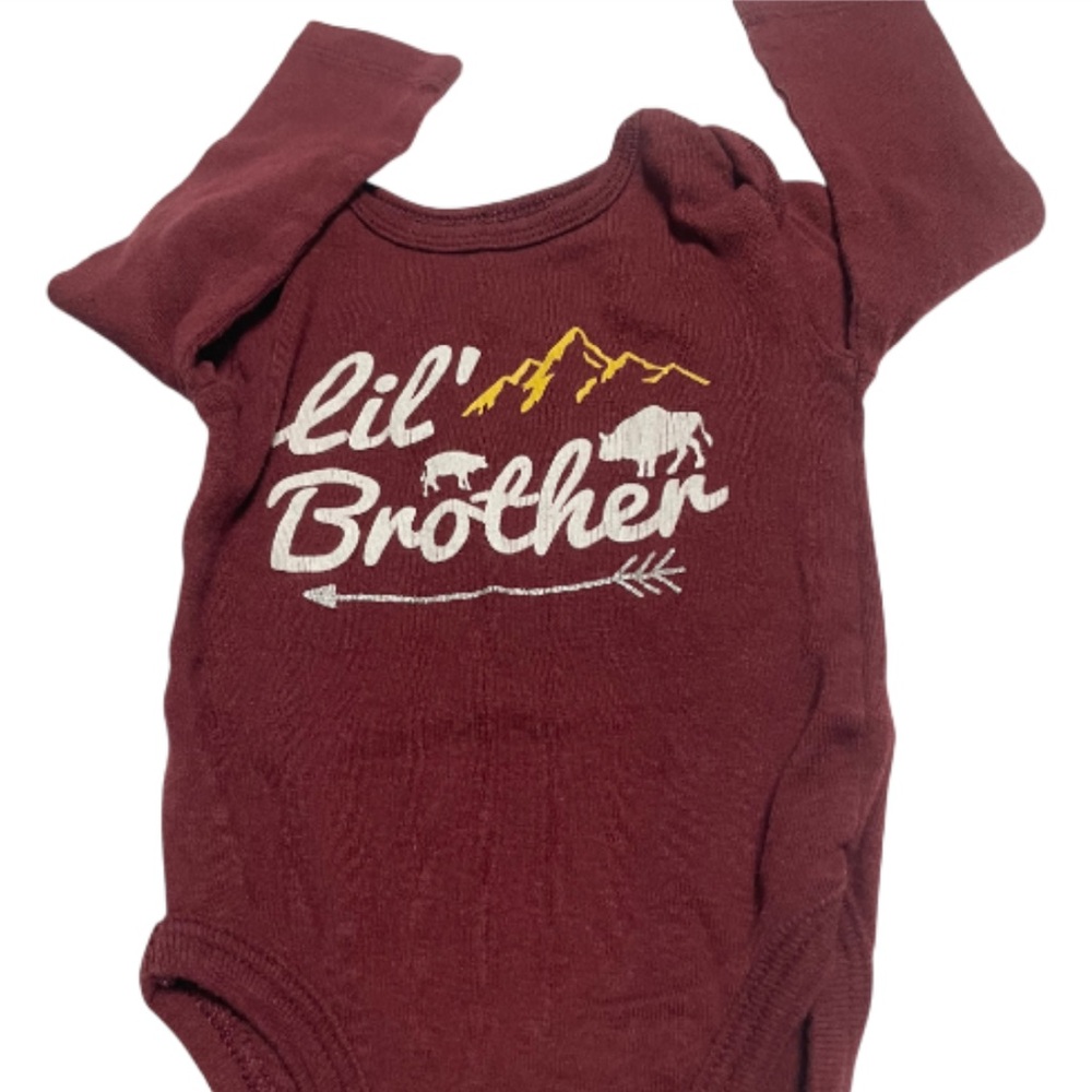 Gray and Maroon Little Brother Onesies - Picture 4 of 12